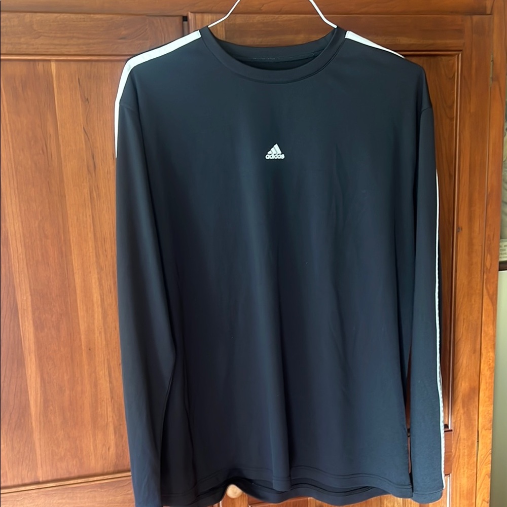 Adidas Black and White Long Sleeve Performance Tee